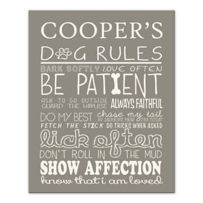 Doggie Rules 14-Inch x 11-Inch Personalized Canvas Wall Art