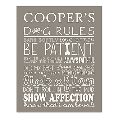 Doggie Rules 14-Inch x 11-Inch Personalized Canvas Wall Art. View a larger version of this product image.