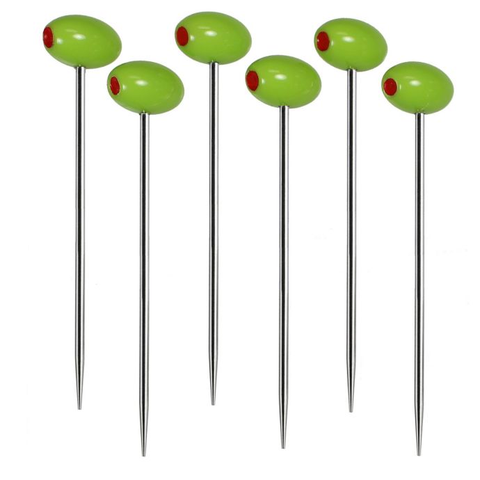 Prodyne Olive Head Stainless Steel Martini Picks (Set of 6) Bed Bath