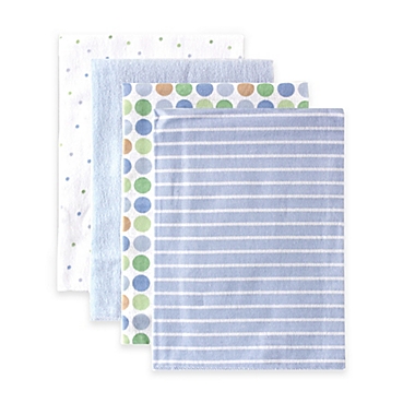 BabyVision&reg; Luvable Friends&reg; 4-Pack Stripes Flannel Receiving Blankets in Blue. View a larger version of this product image.