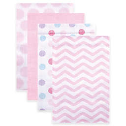 BabyVision® Luvable Friends® 4-Pack Dots Flannel Receiving Blankets in Pink