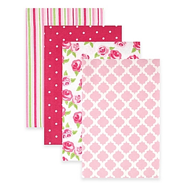 BabyVision&reg; Hudson Baby&reg; 4-Pack Flannel Receiving Blankets in Pink/Rose. View a larger version of this product image.