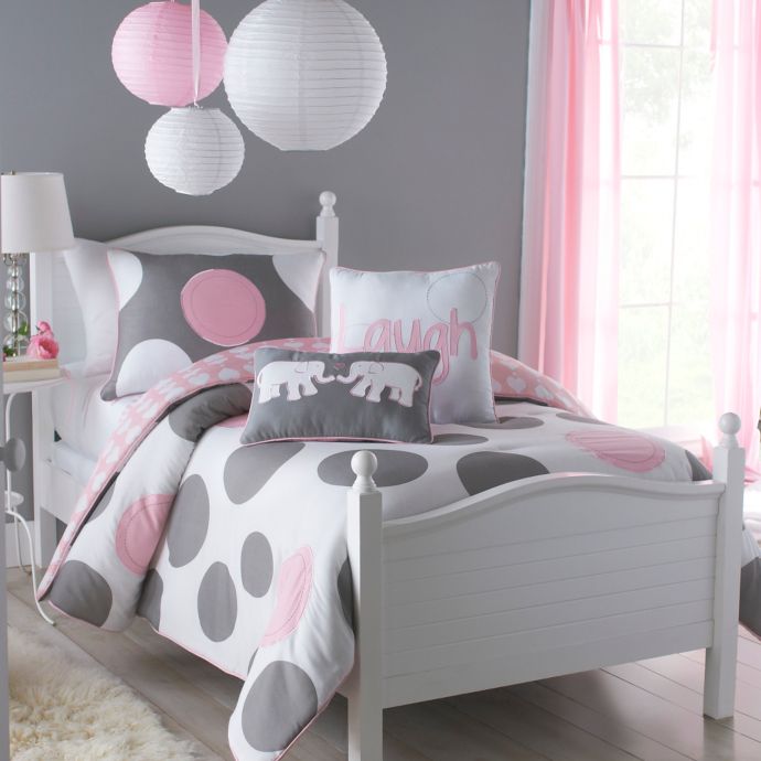 Vcny Pink Parade Reversible Comforter Set In Pink Grey Buybuy Baby