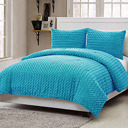 VCNY Rose Fur 2-Piece Twin Comforter Set in Blue