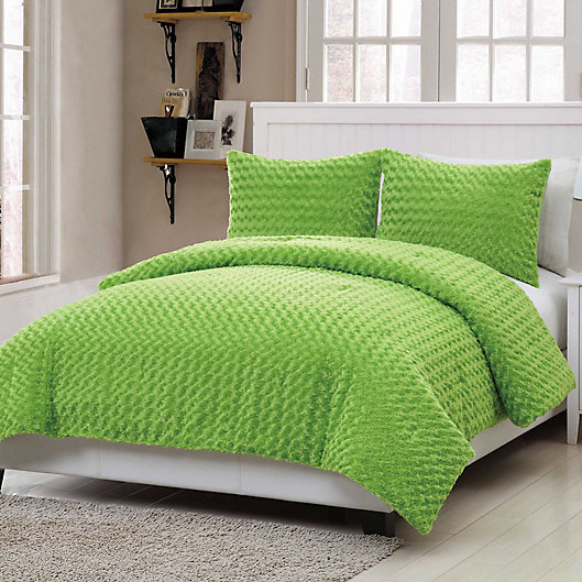 Alternate image 1 for VCNY Rose Fur 2-Piece Twin Comforter Set in Green