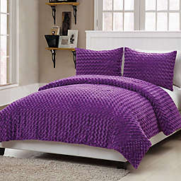 VCNY Rose Fur 3-Piece Full Comforter Set in Purple