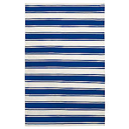 Fab Habitat Lucky Wide Stripe 2-Foot x 3-Foot Accent Rug in Blue/White
