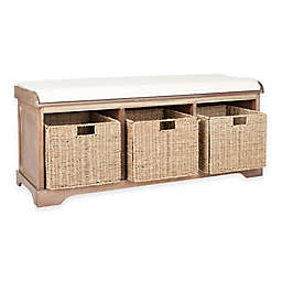 Safavieh Lonan Storage Bench in Walnut/White