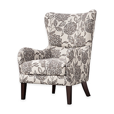 Madison Park Arianna Swoop Wing Chair in White/Grey. View a larger version of this product image.