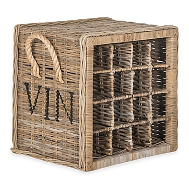 Safavieh Aziza 16-Bottle Wicker Wine Rack in Grey. View a larger version of this product image.