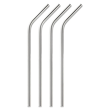 Fashionclubs Stainless Steel Drinking Straws Cleaning Brush Set 4 Straws +1 Brush 
