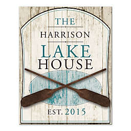 Family Lake House 11-Inch x 14-Inch Personalized Canvas Wall Art