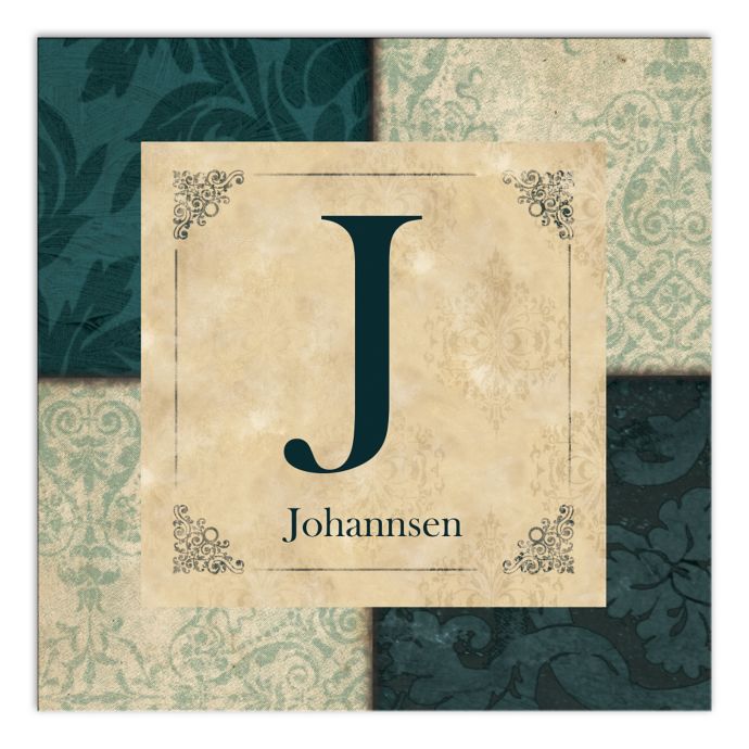 Traditional Monogram Canvas Wall Art in Teal | Bed Bath & Beyond