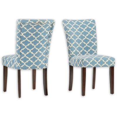 Tosca Printed Dining Side Chair Set Of, Lattice Back Dining Chairs Blue