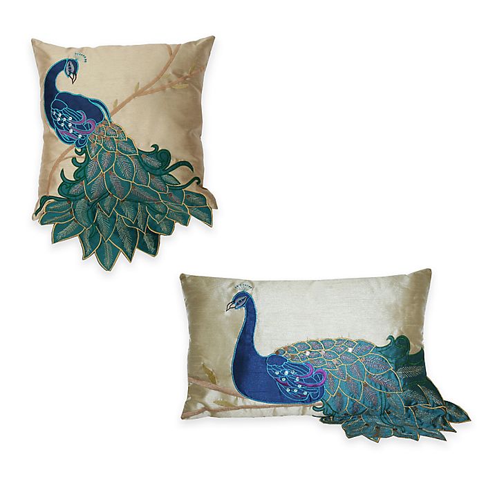 Beautiful Blue and Green Peacock Pillow Cover 18 x 18