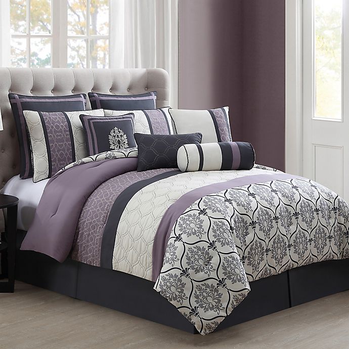 purple grey comforter set