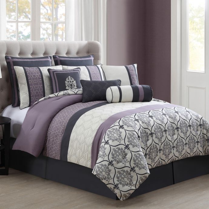 Darla 10 Piece Comforter Set In Purple Grey Bed Bath Beyond