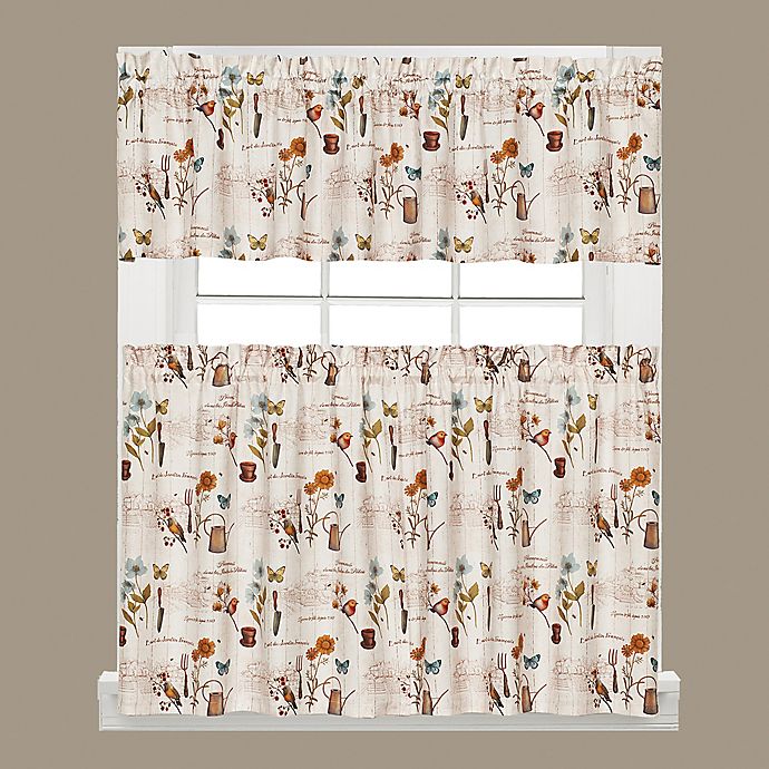 Alternate image 1 for Le Jardin Kitchen Window Curtain Tiers and Valance in Cream