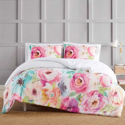 Christian Siriano NY&reg; Spring Flowers 3-Piece King Comforter Set in White/Pink