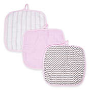 MiracleWare Muslin 3-Pack Baby Washcloth Set in Pink