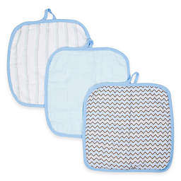 MiracleWare Muslin 3-Pack Baby Washcloth Set in Blue