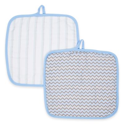 MiracleWare Muslin 2-Pack Baby Washcloth Set in Blue