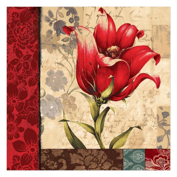 Pied Piper Creative Regal Red Flower 36Inch x 36Inch Canvas Wall Art