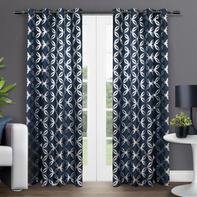 Blue And Cream Curtains Bed Bath Beyond, Navy Blue And Cream Curtains