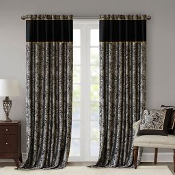 Madison Park Aubrey 108-Inch Rod Pocket Window Curtain Panels in Black (Set of 2)