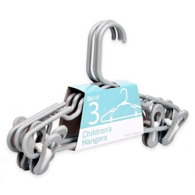 Merrick 3-Pack Children's Hangers in Grey with Removable Clips. View a larger version of this product image.