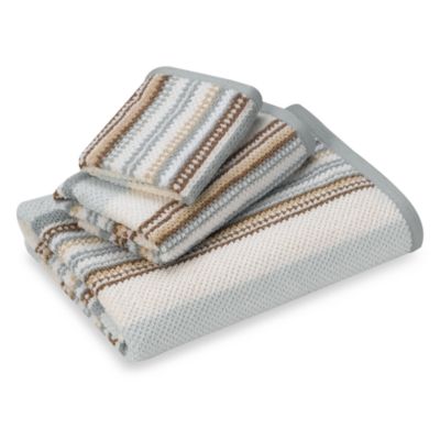 blue and brown bath towels