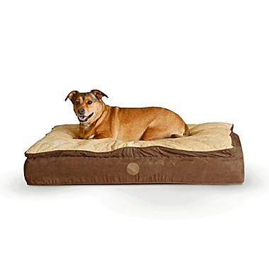 Feather-Top Medium Ortho Pet Bed in Chocolate/Tan. View a larger version of this product image.