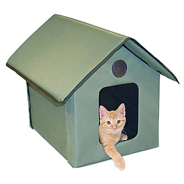 Outdoor Weather-Resistant Kitty House&trade; in Olive. View a larger version of this product image.