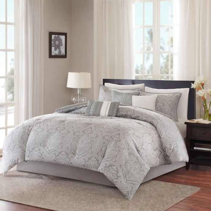 Madison Park Averly Duvet Cover Set In Grey Bed Bath Beyond