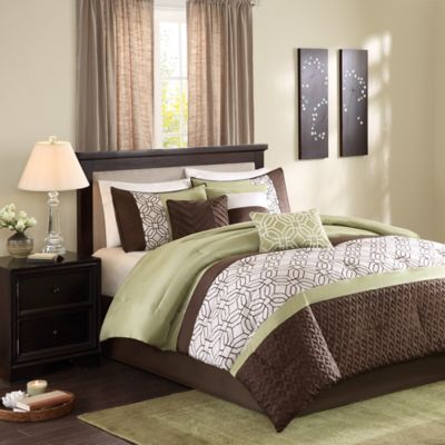 Madison Park Briggs 7 Piece Comforter Set In Green Bed Bath Beyond