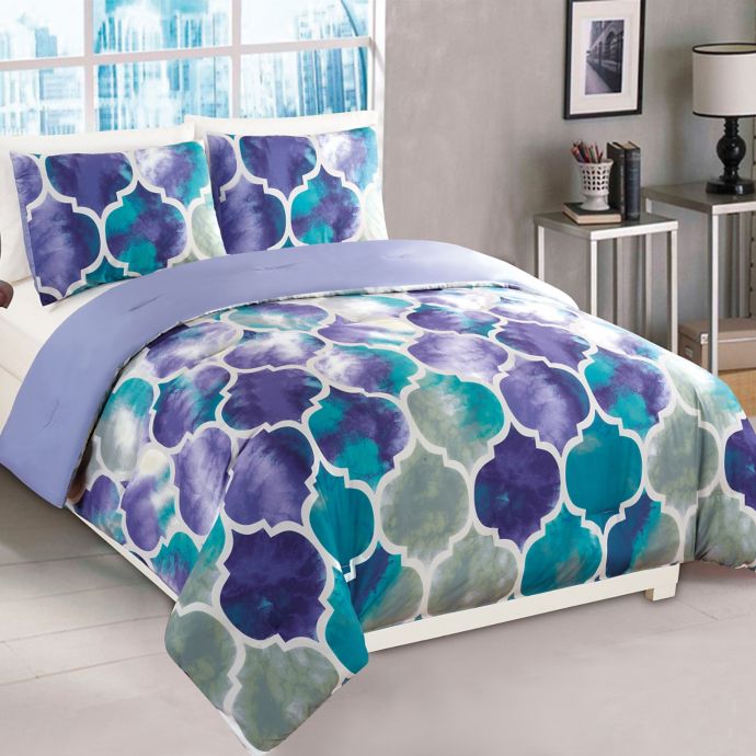 Emmi Comforter Set in Purple/Teal | Bed Bath & Beyond