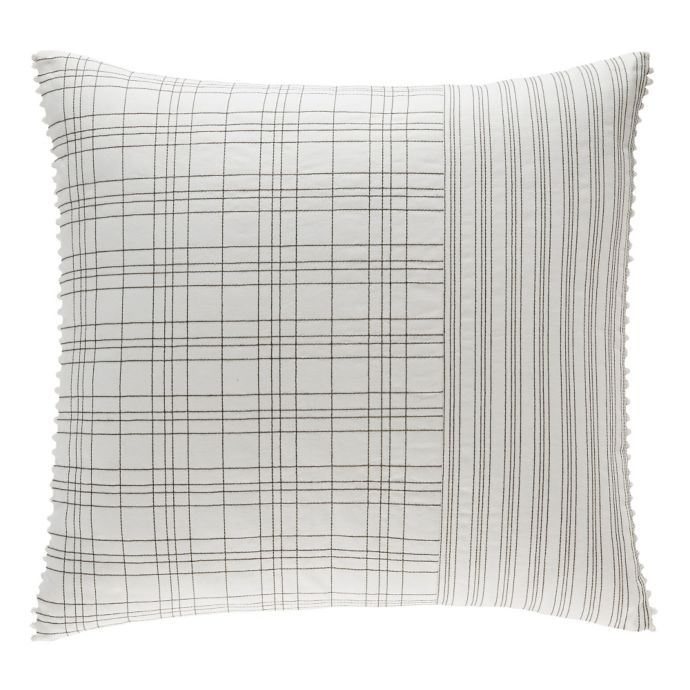 ED Ellen DeGeneres Greystone European Pillow Sham in White Bed Bath
