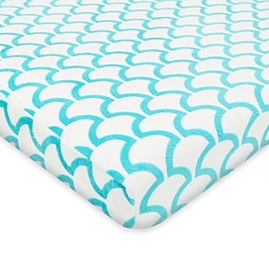 TL Care&reg; Heavenly Soft Chenille Playard Fitted Sheet in Aqua Sea Wave. View a larger version of this product image.