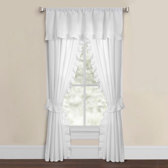 Smoothweave Ruffled Rod Pocket Window Curtain Panels With Tie