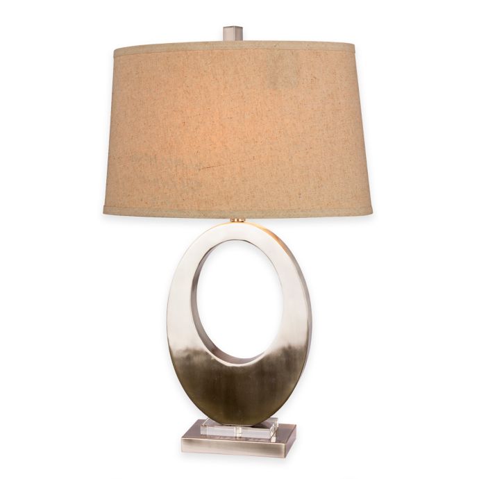 Fangio Lighting Open Oval Table Lamp in Brushed Steel with ...