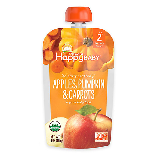 Alternate image 1 for Happy Baby™ Clearly Crafted Stage 2 Organic 4 oz. Apples, Pumpkin, and Carrots