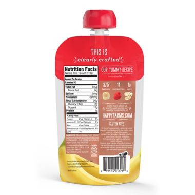 Happy Baby&trade; Clearly Crafted Stage 2 Organic 4 oz. Bananas, Raspberries, and Oats. View a larger version of this product image.