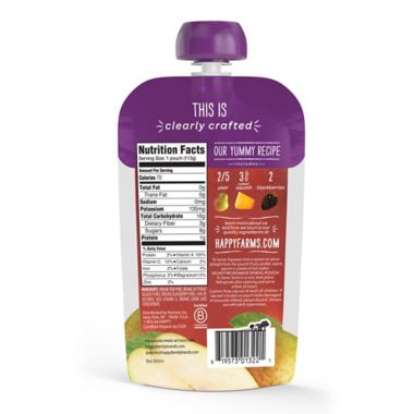 Happy Baby&trade; Clearly Crafted Stage 2 Organic 4 oz. Pears, Squash, and Blackberries. View a larger version of this product image.