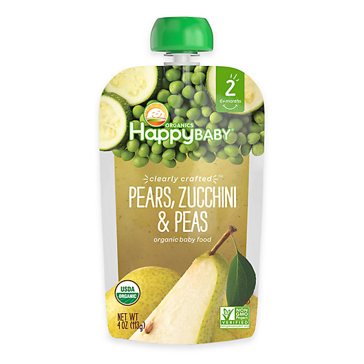 Alternate image 1 for Happy Baby™ Clearly Crafted Stage 2 Organic 4 oz. Pears, Zucchini, and Peas