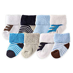 BabyVision&reg; Luvable Friends&reg; Size 0-3M 8-Pack Shoe Socks in Blue