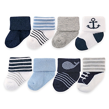 BabyVision&reg; Luvable Friends&reg; Size 0-6M Newborn Socks in Navy. View a larger version of this product image.