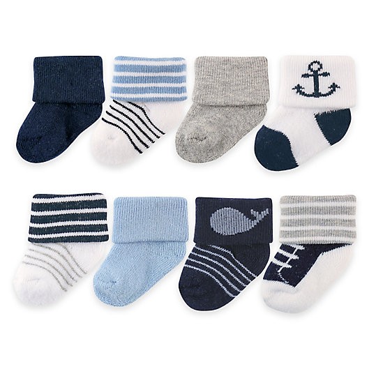 Alternate image 1 for BabyVision® Luvable Friends® Size 0-6M Newborn Socks in Navy