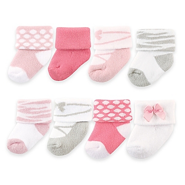 BabyVision&reg; Luvable Friends&reg; Size 0-9M 8-Pack Ballet Socks in Pink/Grey. View a larger version of this product image.