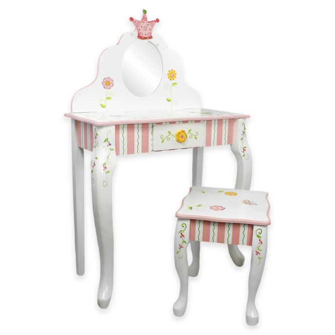 Teamson Kids Vanity Table And Stool Set In Princess And Frog Bed