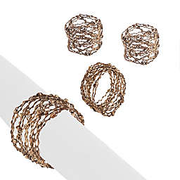 Saro Lifestyle Metal Design Napkin Rings in Gold (Set of 4)